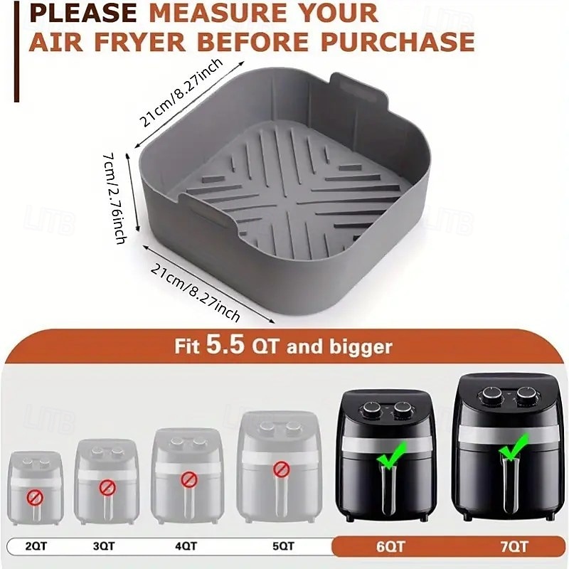Confezione da 2 tappetini in silicone per friggitrice ad aria: 8,27 pollici resistenti al calore, riutilizzabili, antiaderenti, lavabili in lavastoviglie, adatti a friggitrici ad aria da 5,5–7 qt, del 2026 a $25.99 –P6