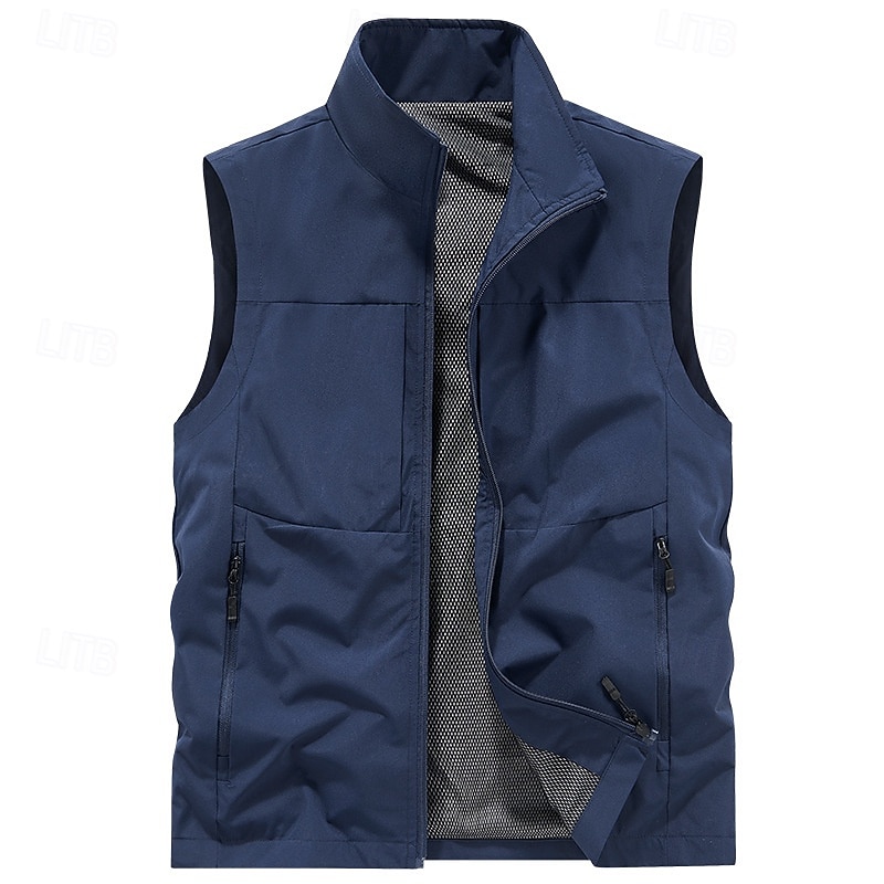 Herren Outdoor-Weste Weste Angelweste Outdoor Täglich Mode Lässig Frühling Herbst Tasche Polyester Bequem Einfach Reisverschluss Stehkragen Normale Passform Schwarz Rote Khaki Armeegrün Weste 2025 - $22.99 –P3