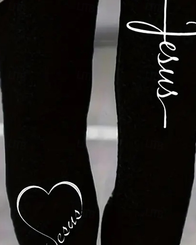 Women's Chinos Leggings Cozy Leggings Vacation Vintage Ethnic Style Full Length High Waist Graphic Letter Printing Thermal Warm Comfortable Stretchy Casual Daily Vacation Black Fall Winter Slim Fit 2026 - $19.99 –P2