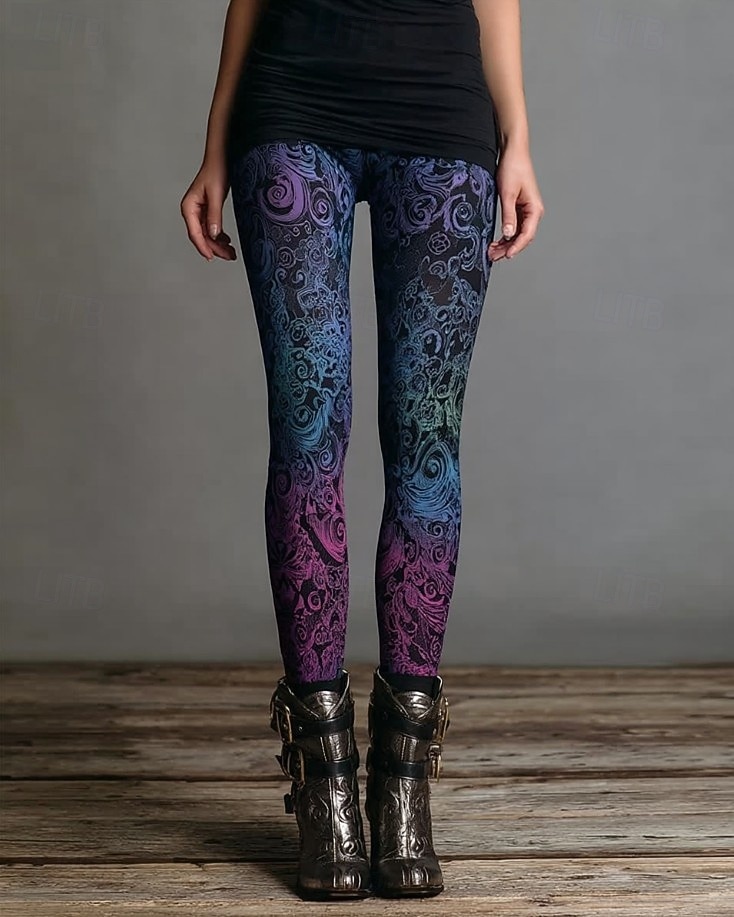 Mulheres Leggings Férias Vintage Moda Comprimento total Cintura Alta Floral Gráfico Abstrato Estampado Térmico / Quente Macio Respirável Com Stretch Férias Rua Violeta Preto Primavera Outono Inverno de 2026 por $21.99 –P3