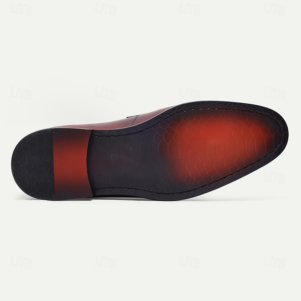 Burgunderrote Pennyloafer für Herren – klassische Slip-On-Abendschuhe mit runder Spitze für Business, Büro und formelle Anlässe 2025 - $94.99 –P7