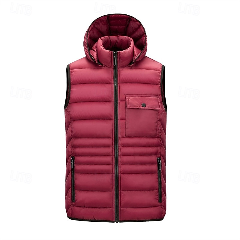 Herren Steppweste Weste Gilet Urlaub Täglich Date Mode Lässig Herbst Winter Tasche Nylon Warm Bequem Einfarbig Reisverschluss Mit Kapuze Normale Passform Schwarz Burgunderrot Armeegrün Dunkelblau 2025 - $44.99 –P8