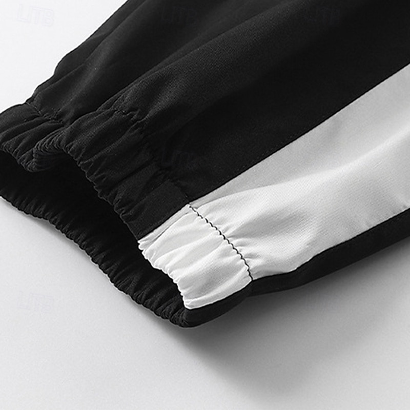 Муж. Спортивный костюм из двух частей Комплекты спортивных костюмов Спортивная одежда Застегнуться Светоотражающая лента Однотонный Наборы одежды Весна Черный Белый Тренажерный зал Разрабатывать Бег 2026 - $43.99 –P17