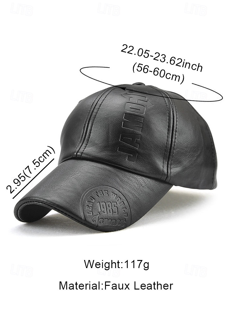Heren baseballpet van imitatieleer – vintage verstelbare hoed met reliëf voor casual, buitensporten en streetwear-stijl 2026 - $14.99 –P11