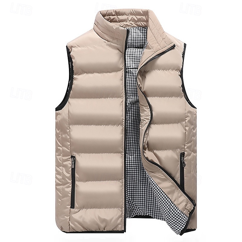 Ανδρικά Γιλέκο Puffer Veste Gilet Διακοπές Καθημερινά Ημερομηνία Μοντέρνα Καθημερινό Φθινόπωρο Χειμώνας Τσέπη Πολυεστέρας Διατηρείτε Ζεστό Άνετο Συμπαγές Χρώμα Φερμουάρ Όρθιος Γιακάς Κανονικό 2026 - $29.99 –P10