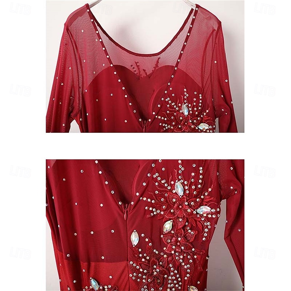 γυναικείο φόρεμα βαλς με μακριά μανίκια, μοντέρνο φόρεμα χορού, φορέματα διαγωνισμών, ένδυση παράστασης 2026 - $251.39 –P10