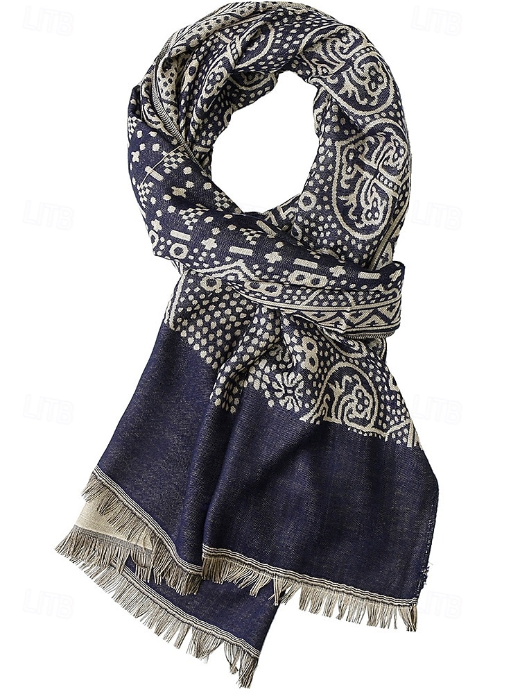 Herreskjerf i bomull med etnisk paisleymønster, mykt og lett sjal, julegave til ham, fritids- og høytidsklær 2026 - $18.99 –P6