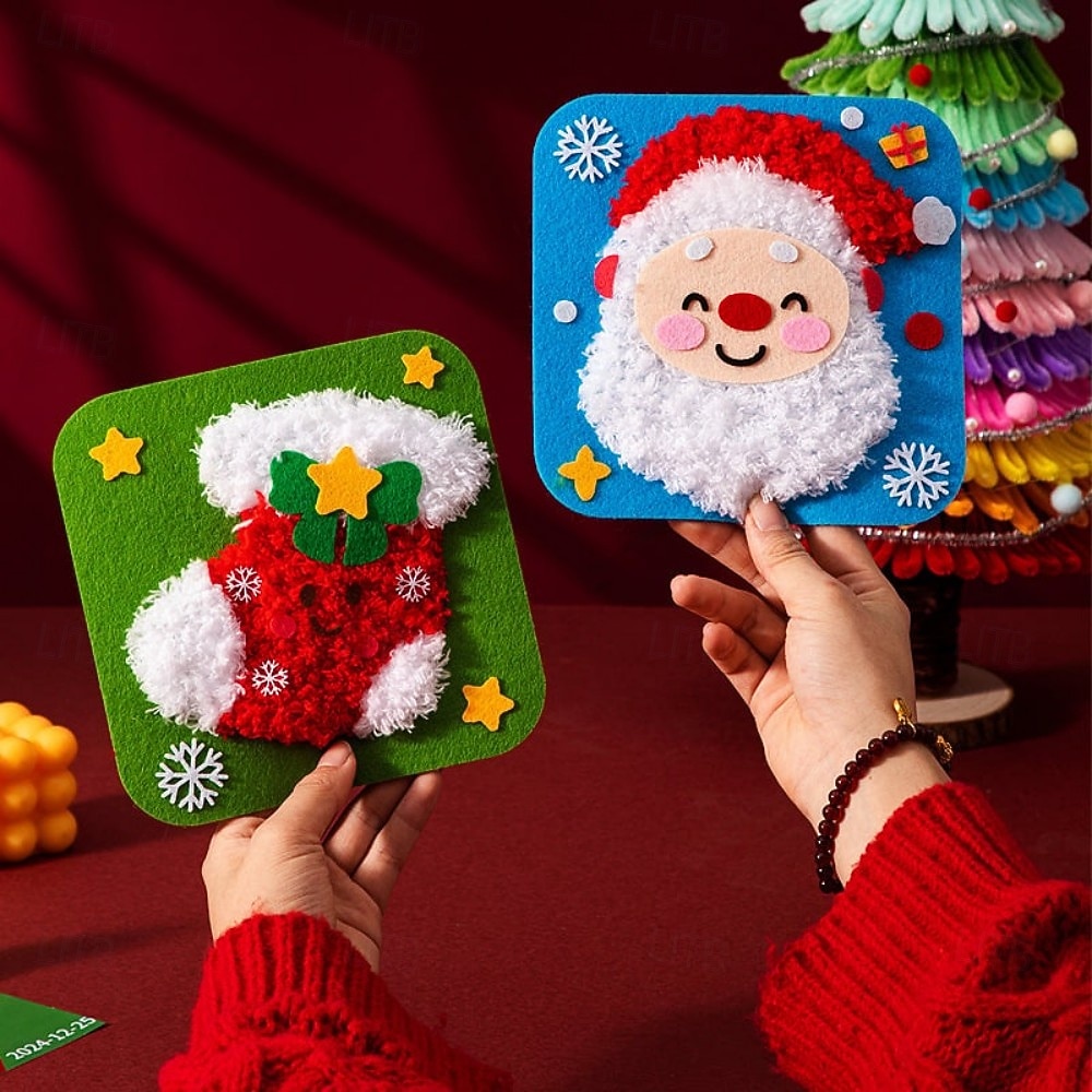 DIY julbroderikit sömnadskit för barn söta djursömnadsprojekt enkla pyssel med engelska instruktioner, perfekt för nybörjare 2025 - $5.99 –P7
