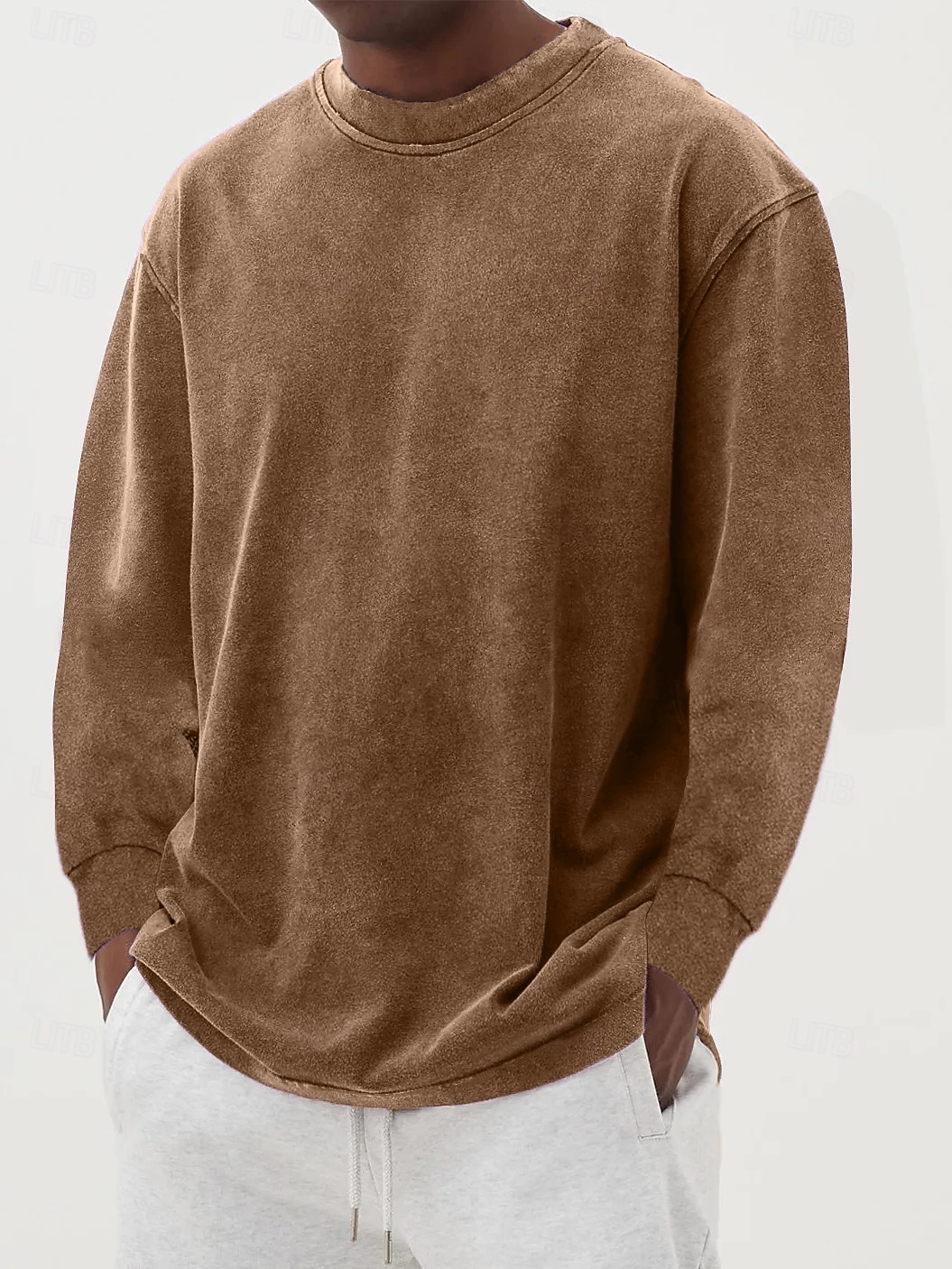 Herren T-Shirt Langarmshirt Langarm Rundhalsausschnitt Herbst Winter Retro Einfarbig Mode Designer Nostalgisch Mode Jahrgang Urlaub Straße Ausgehen Schwarz Himmelblau Olive Top T-Shirt für Herren 2025 - $34.99 –P7