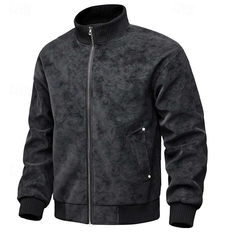 Per uomo Giacca in Ecopelle Giacca da Biker Giacca da Moto Vacanza Quotidiano Antivento Caldo Tasca Primavera Autunno Semplice Moda Classico Collo alla coreana Regolare Nero Grigio Giacca del 2025 a AED 170.19 –P3