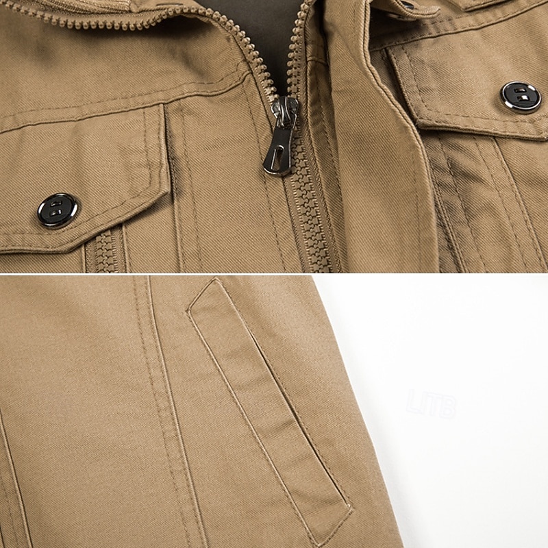 Per uomo Giacca utility Giacca Cargo Vacanza Quotidiano Resistente all'usura Tasca Primavera Autunno Semplice Moda Classico Collo alla coreana Regolare Nero Cachi Verde militare Giacca del 2025 a $45.99 –P7
