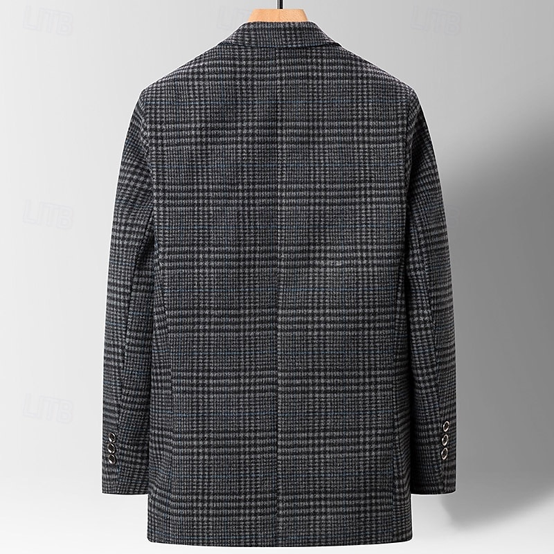 Heren Blazerjack Dagelijks Klassiek Herfst winter Polyester Ruitjes Enkele knoopsluiting twee knopen Blazer khaki Donker Grijs Donkerblauw 2025 - $53.99 –P2