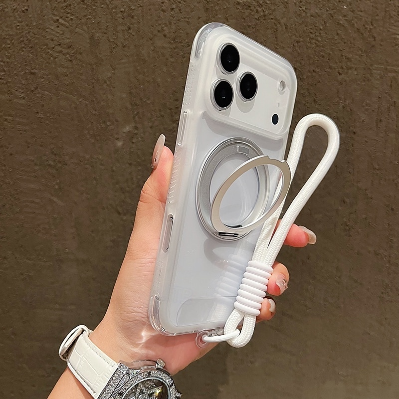 2025年 電話 ケース 用途 iPhone 17 Pro Max 17 Air 16 15 14 Pro Max Plus 13 Pro Max バックカバー ストラップ付き ワイヤレス充電をサポート キックスタンド レトロ風 TPU アクリル  コレクション – $21.99 –P5