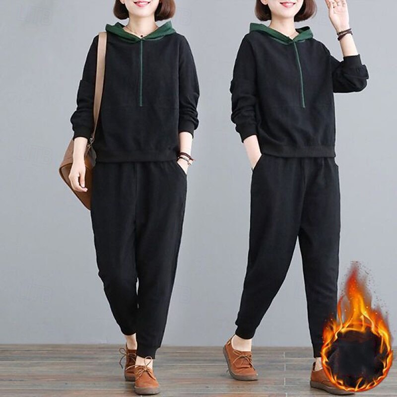 Per donna Felpe con cappuccio da salotto Tute in pile con tasca Tinta unita Completo Abbigliamento Autunno & Inverno Nero Rosso Palestra All'aperto Corsa Antivento Caldo Manica Lunga Sport del 2025 a $74.99 –P3