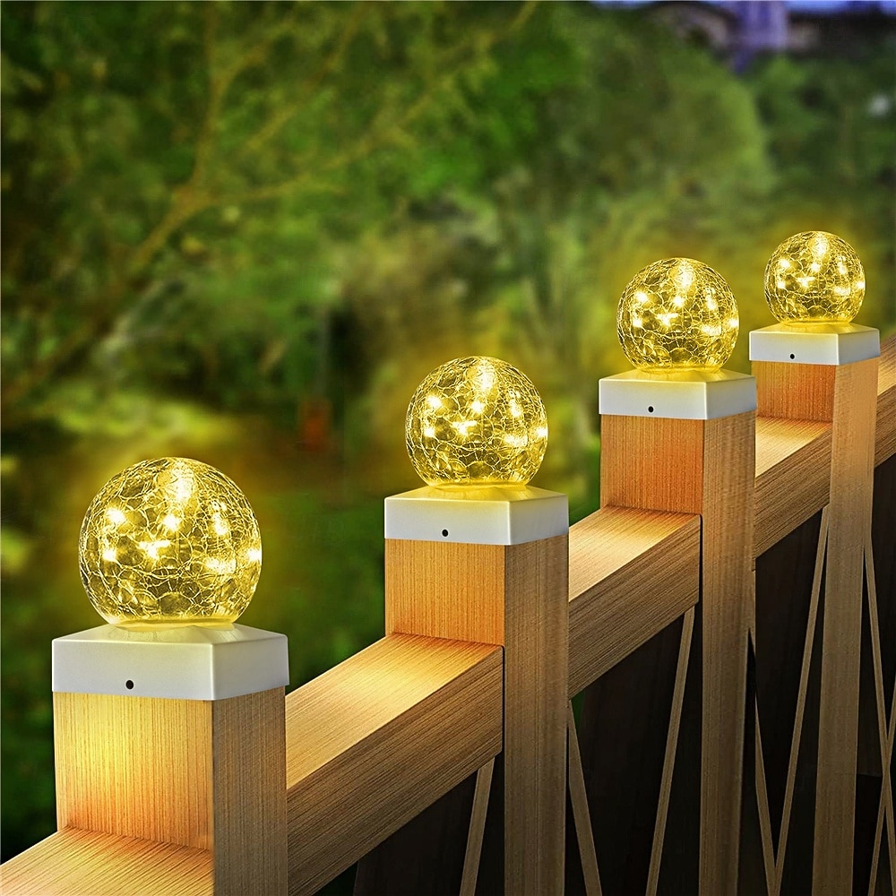 1 lámpara LED solar para jardín exterior, decorativa, de ambiente, para paisaje, faro delantero, bola de cristal agrietada, luz LED 2026 - $23.99 –P6