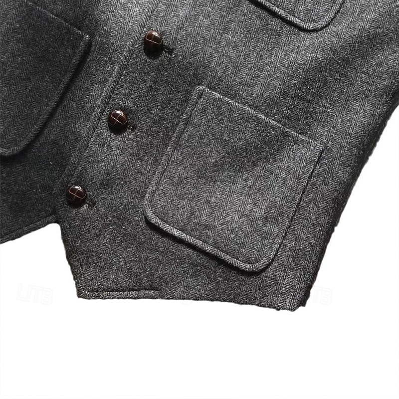 בגדי ריקוד גברים וסט חֲזִיָה Gilet חופשה מפלגה עֵסֶק אופנתי יום יומי אביב סתיו כיס כפתורים פוליאסטר נוח אחיד חזה יחיד כפתור יחיד דש רגיל חאקי אפור כהה אֵפוֹד 2025 - $30.99 –P4
