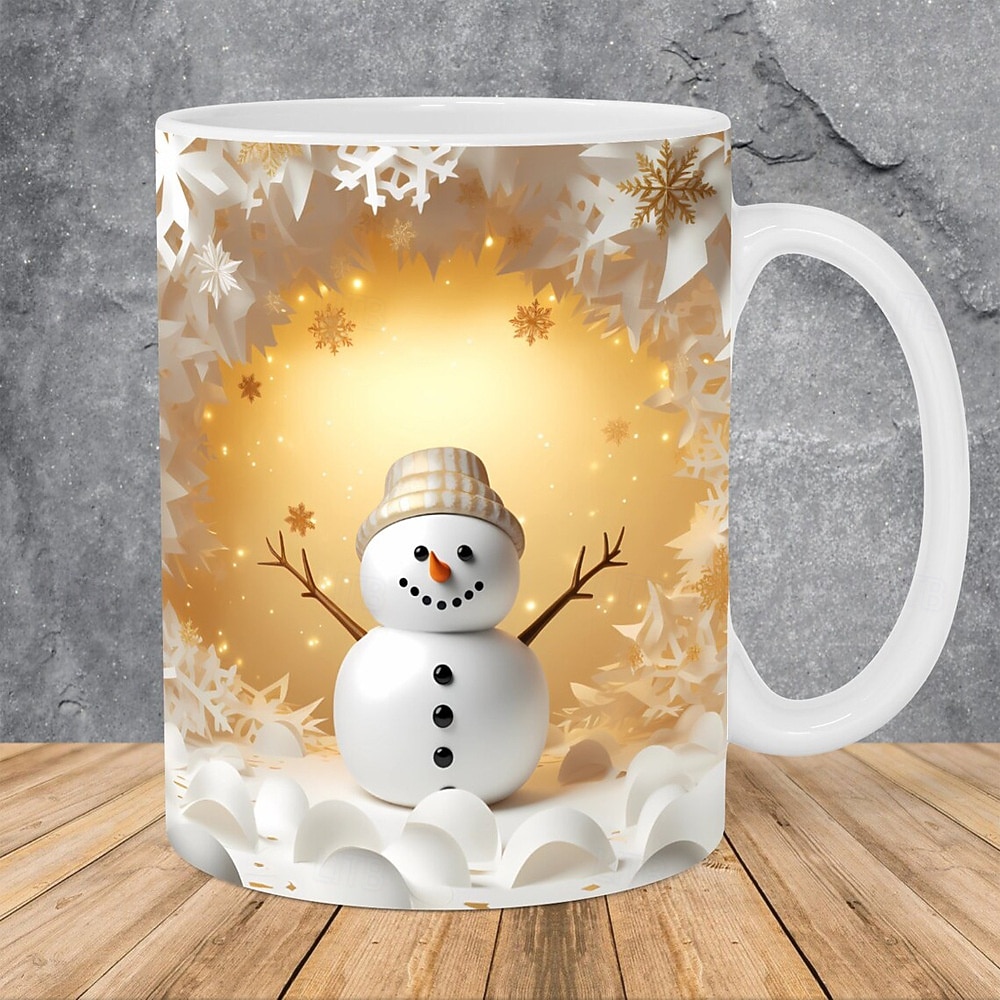 Cană cadou de Crăciun cu om de zăpadă 3D, 12 oz, ceașcă de cafea ceramică drăguță pentru sărbători, cană festivă de ceai cu ciocolată caldă pentru iarnă, petrecere de Crăciun, birou, decor de colecție 2026 - $13.99 –P8
