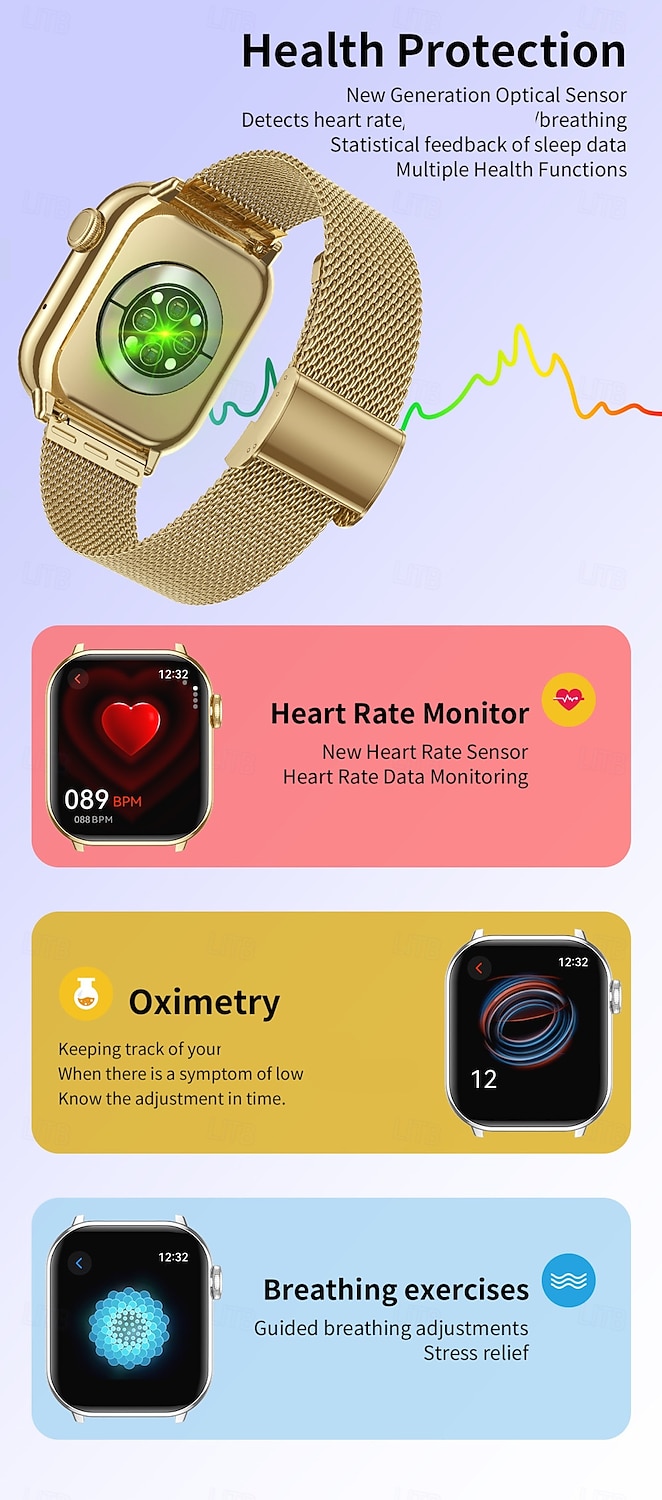Montre connectée grand écran 1,85 pouces pour hommes et femmes, appels Bluetooth, 100 modes sportifs, fréquence cardiaque, sommeil, santé, musique locale, météo de 2025 ? $57.99 –P7
