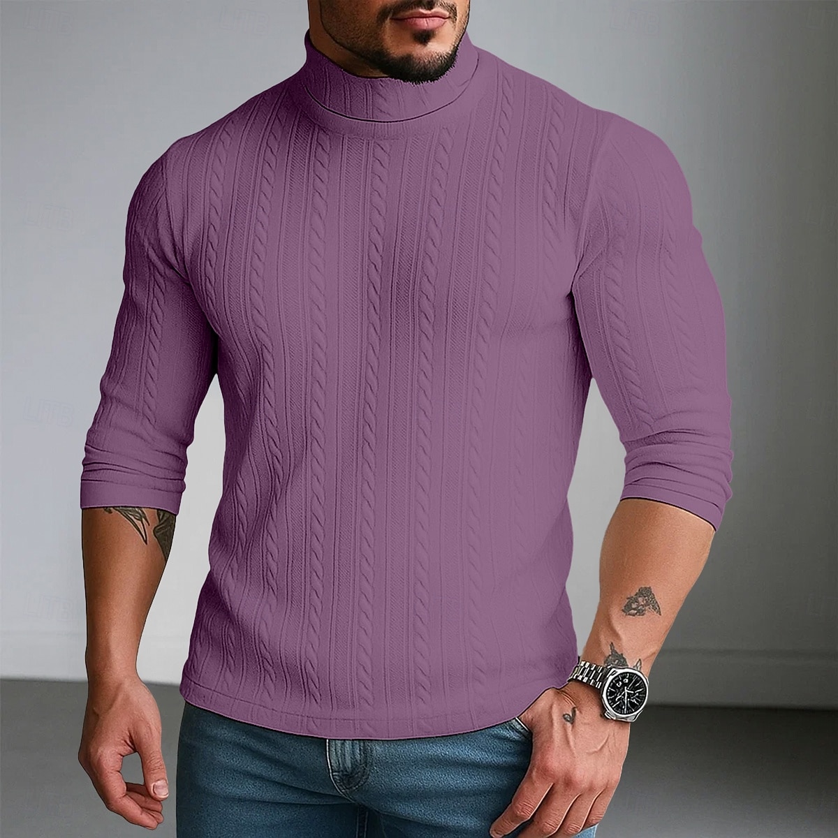 Per uomo Maglietta Maglietta a Maglia a Coste Camicia a Maniche Lunghe Finto dolcevita Manica Lunga Dolcevita Primavera Autunno Inverno Semplice Striscia di Fossa Moda Designer Essenziale Lavoro a del 2025 a $18.99 –P4