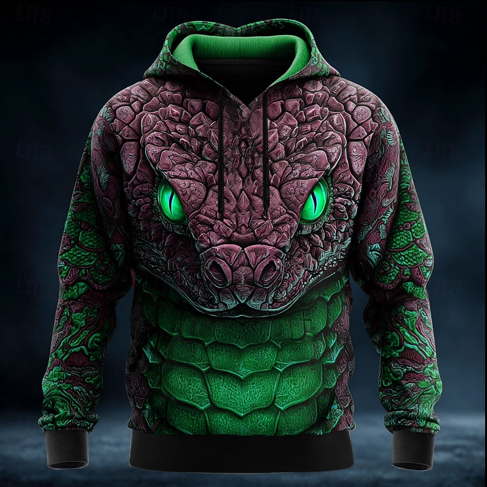 Homme 3D Serpent Sweat à capuche Sweatshirt Frais Fête manche longue Col ras du cou Vêtements de rue Club Bleu Jaune Rouge Vert Cordon de serrage Automne Hiver Designer S M L XL XXL XXXL de 2026 ? $28.99 –P3