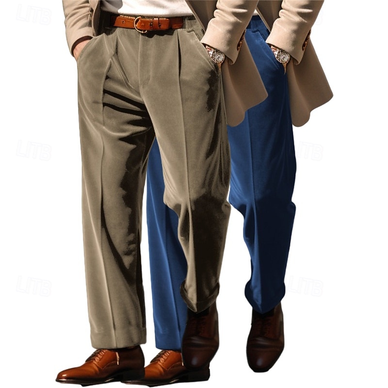 Ανδρικά Παντελόνια Παντελόνι επίσημο Φαρδύ παντελόνι Βελούδινο Παντελόνι Παντελόνια χορού Μπροστινή τσέπη Ισιο πόδι Πολυσυσκευασία Σκέτο Άνεση Πλήρες μήκος ΕΞΩΤΕΡΙΚΟΥ ΧΩΡΟΥ Επιχείρηση Καθημερινά 2026 - $28.99 –P7