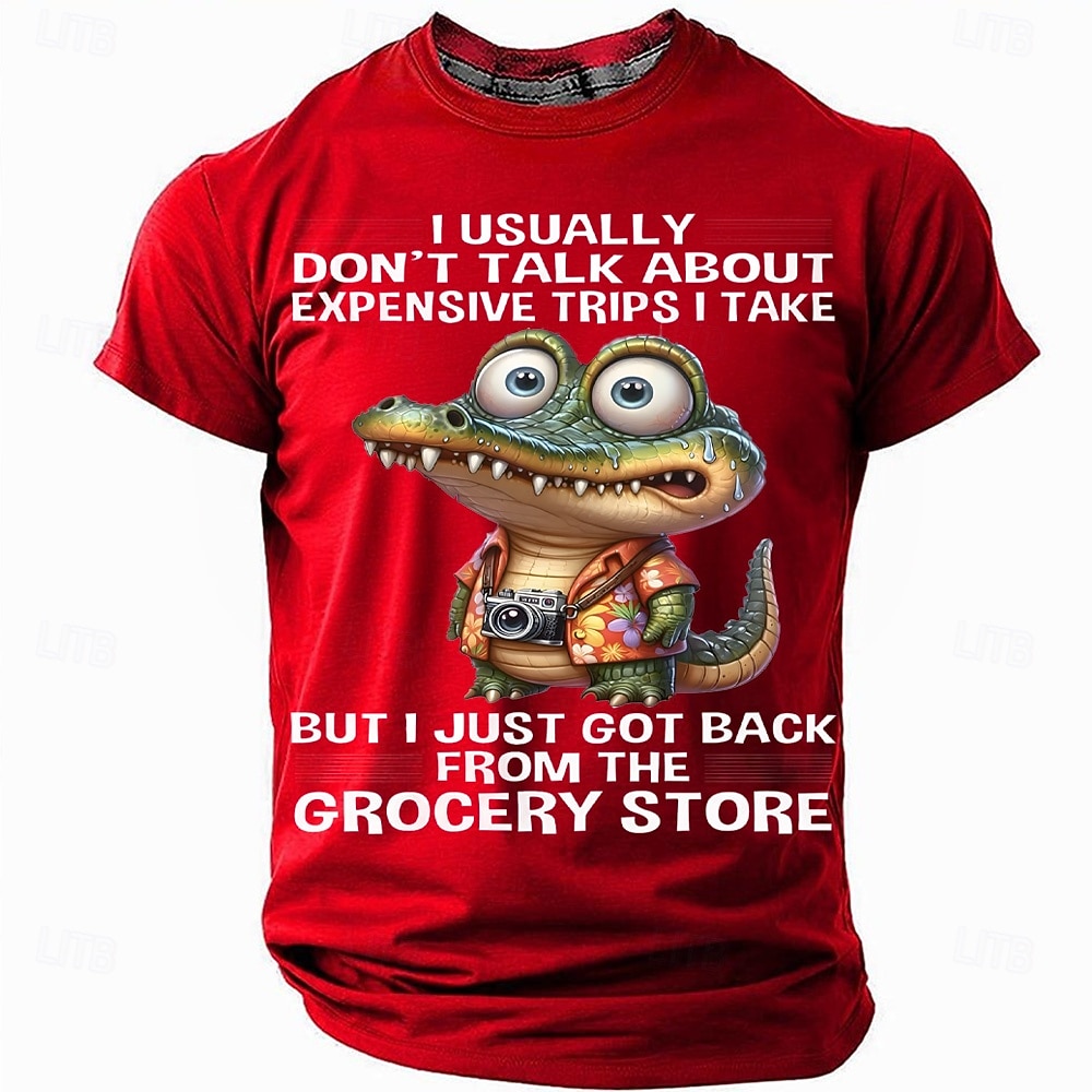 Camiseta Masculina Engraçada "Viagens Caras" Gráfica de Supermercado Jacaré Manga Curta Humor de 2026 por $21.99 –P4