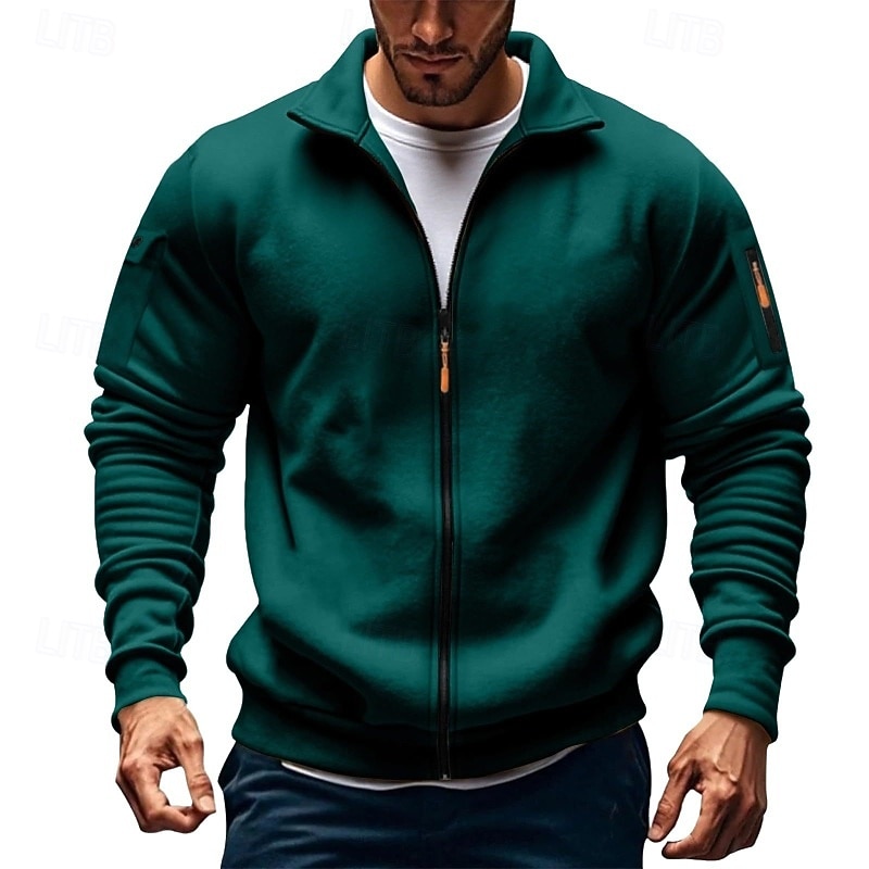 Per uomo Felpa con cappuccio Felpa con cappuccio a zip intera Felpa con cappuccio in pile Felpa con cappuccio tattica Nero Bianco Verde militare Rosso Borgogna Colletto Mao Semplice Cerniera Sport del 2025 a $27.99 –P3
