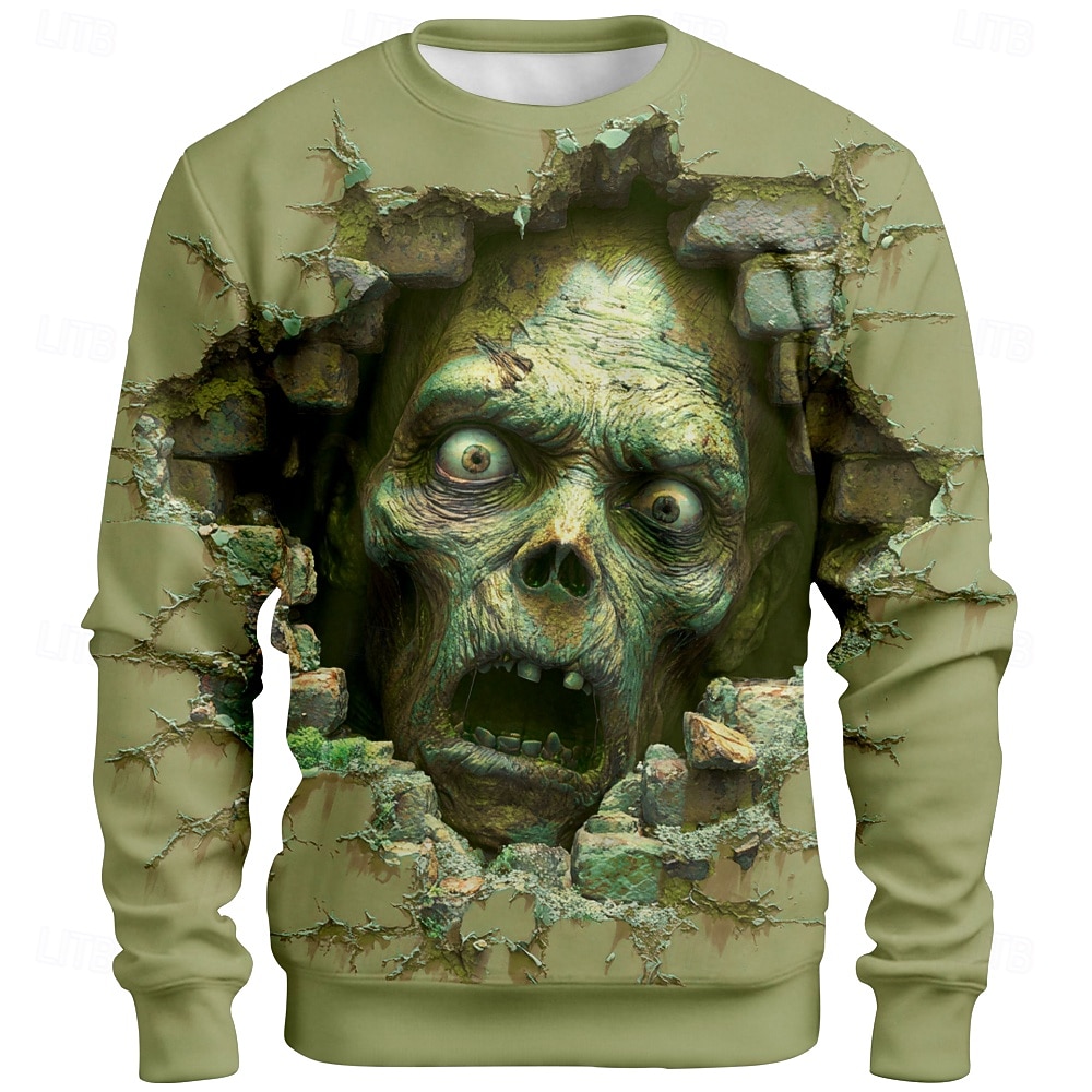 Halloween Pánské Zombie 3D Mikina Punk Večírek Tričkový Dovolená Světle zelená Trávová zelená Výstřih ke krku 3D Celý rok Návrhář 2025 - $30.99 –P3