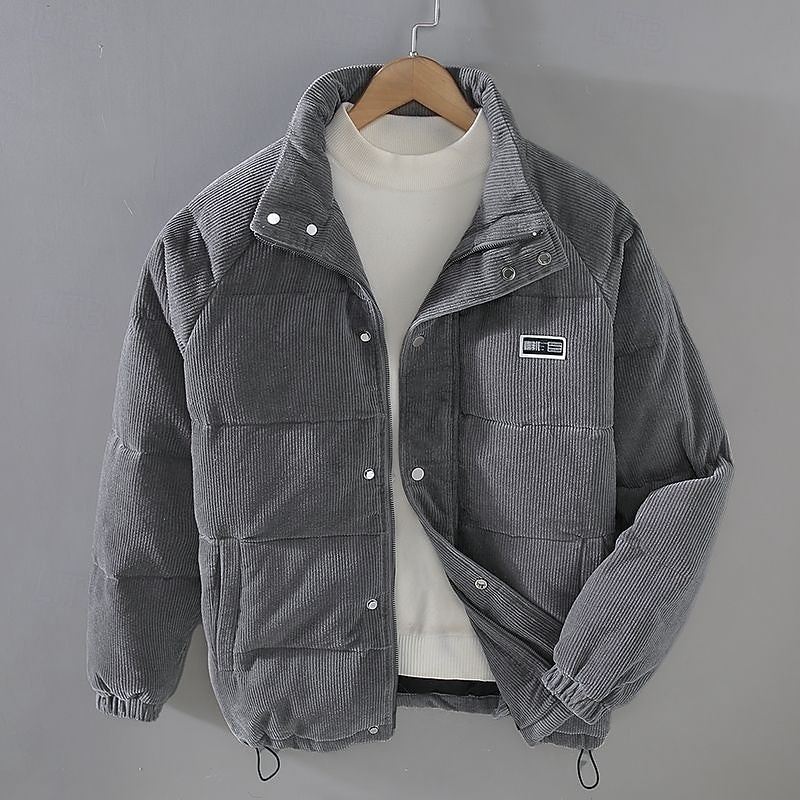 Bărbați Palton de iarnă Geacă puffer Buzunar Poliester Vacanță Purtare Zilnică Dată Regulat Modă Casual Comfortabil Termic cald Toamnă Iarnă Culoare solidă / simplă Negru Kaki Gri Jachetă puf 2026 - $53.99 –P1