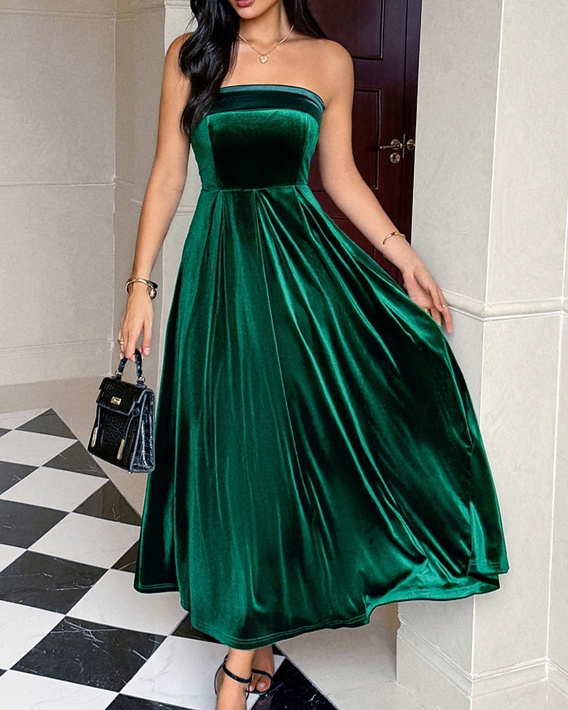 Femmes Robe Longue Maxi Robe Robe en Velours Robe de Soirée Élégant Moderne Soirée Coupe régulière Uni Sans manches Sans bretelles Noir Vin Vert foncé Bleu de minuit Printemps Automne de 2025 ? $47.99 –P8