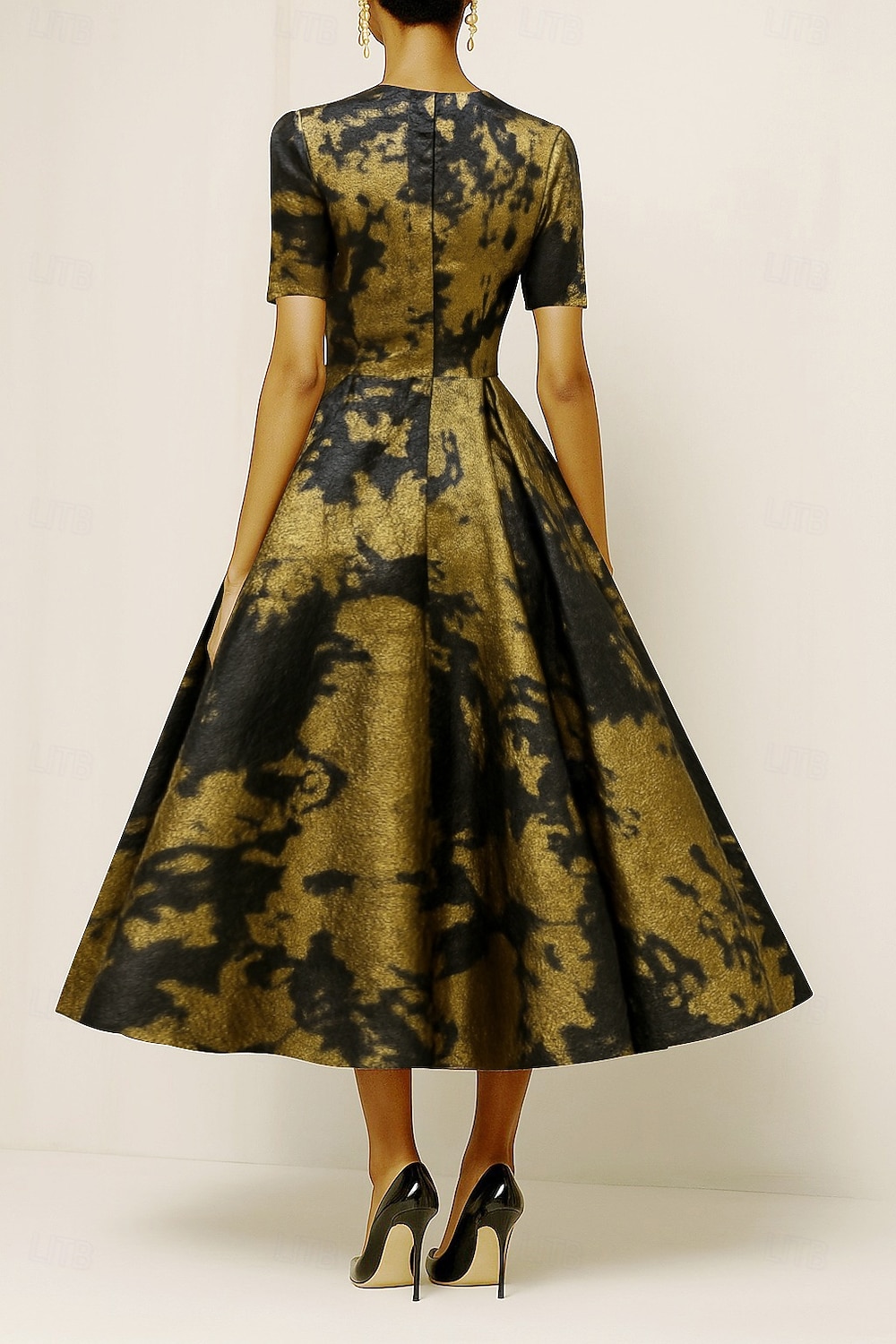 A-Line Ankle Length Cocktail Dresses Party Dresses Elegant Silky Short Sleeve Crew Neck Wedding Formal Pocket Nylon with Floral Print 2026 - $195.99 –P2