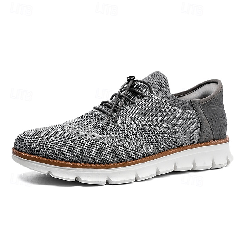 scarpe da ginnastica Oxford traspiranti da uomo in maglia – scarpe casual leggere con finiture in pelle di vacchetta per camminare, indossare ogni giorno e viaggiare del 2026 a $54.99 –P5