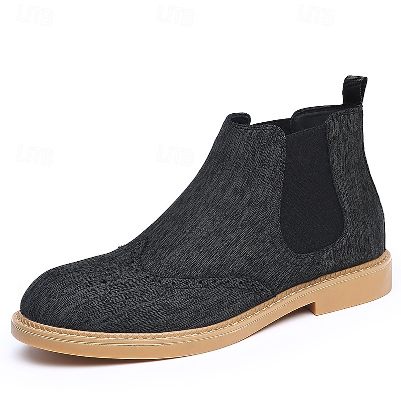 Bottines Chelsea grises pour hommes avec détails brogue à bout d'aile, style vintage élégant pour les mariages, le travail et les occasions semi-formelles de 2025 ? $54.99 –P4