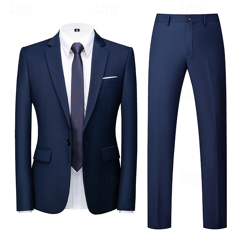 Homens Blazer Fato O negócio Coquetel Festa de Casamento 2 Peças Moda Casual Primavera Outono Poliéster Tecido Bolsos Botões Confortável Não Trespassado Jaqueta esporte Amarelo Escuro Cinzento Escuro de 2026 por $112.99 –P9