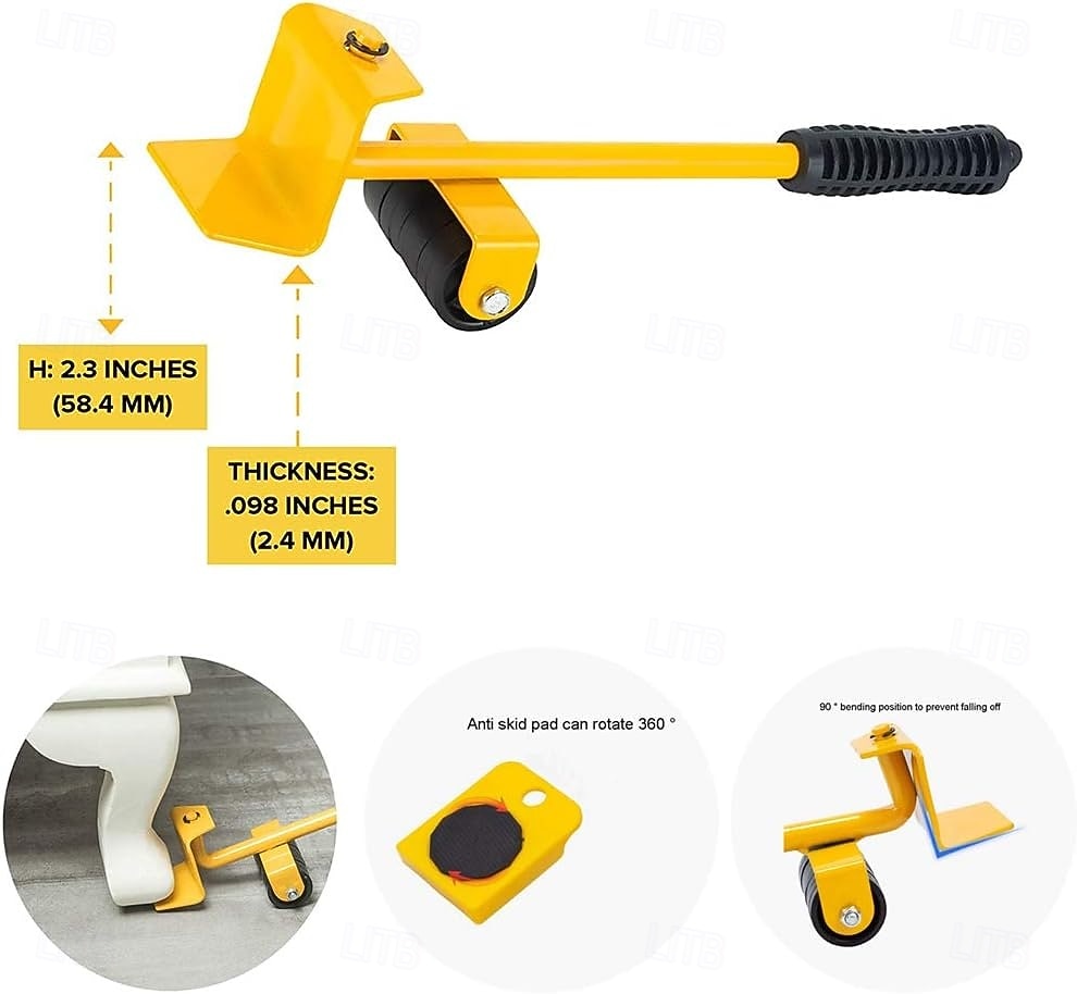 Nagy teherbírású bútoremelő 4 csúszkával, görgős mozgató eszközökkel kanapé hűtőszekrényhez, max. 150 kg / 330 font, könnyen átalakítható és átrendezhető a lakótér (sárga) 2026 - $20.99 –P4
