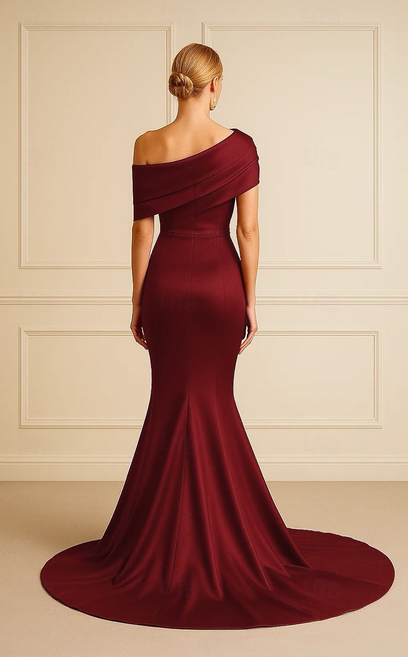 Mermaid Trumpet Sweep Brush Train Prom Dresses Evening Gown Ball Gown Formal Dress Elegant Sleeveless Off Shoulder Wedding Formal Pink Dress Stretch Satin with Pleats 2026 - $195.99 –P2
