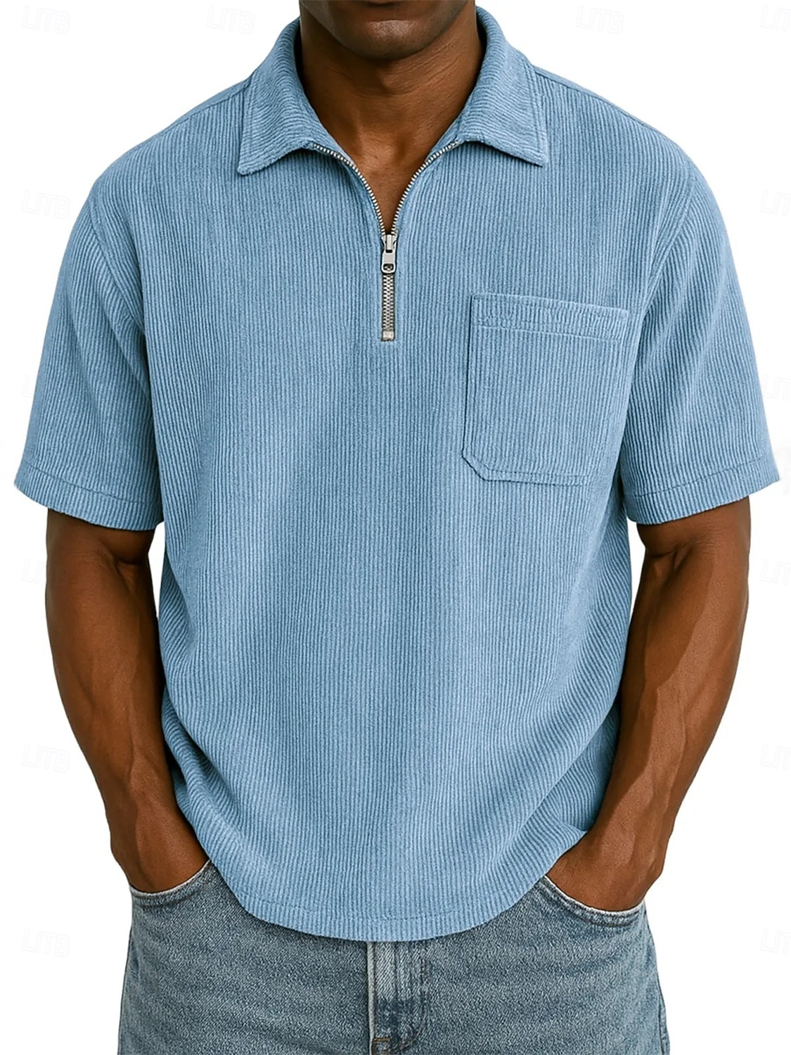 Homme Polo à fermeture éclair Texturé Occasionnel Fête Revers Zip quart Manche Courte Mode Basique Uni Texturé Quart de zip Chaud Été Printemps Coupe régulière Marron foncé Violet Kaki Polo de 2026 ? $29.99 –P1