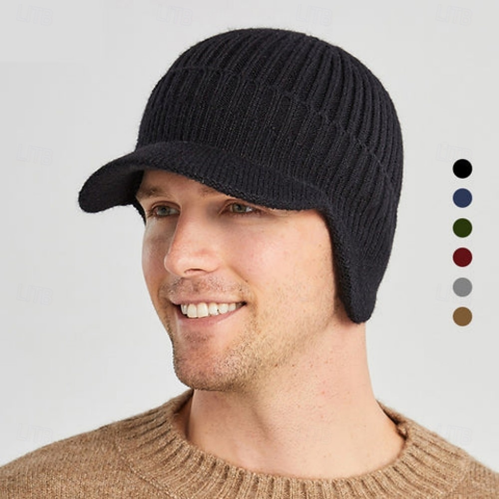 berretto lavorato a maglia con protezione per le orecchie, elastico e caldo, per equitazione all'aperto, berretto invernale da uomo con fodera in pile, cappello di lana caldo e spesso, berretto del 2026 a $11.99 –P2