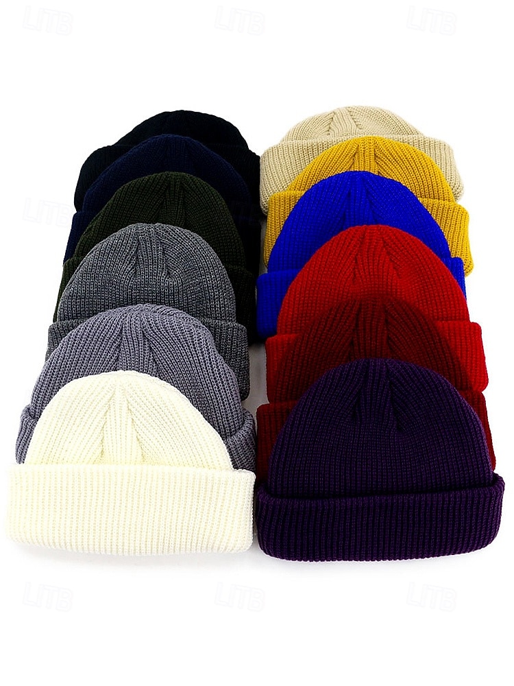 Férfi kötött sapka - puha és kényelmes, bordázott kialakítás, ideális téli és karácsonyi ajándéknak 2026 - $11.99 –P6