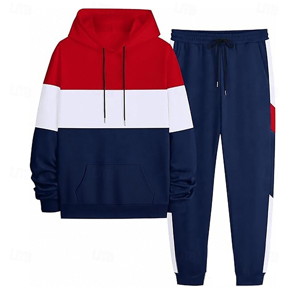 Férfi Színes Vízszintes csíkok 2db 3D pulóver készletek Tracksuit Kapucnis pulóver Hosszú ujj Hosszú nadrág Kapucni Alkalmi Napi Hétköznapi Sportruházat Szabadság 3D nyomtatás Színes Tavasz Ősz Tél 2025 - $45.99 –P6