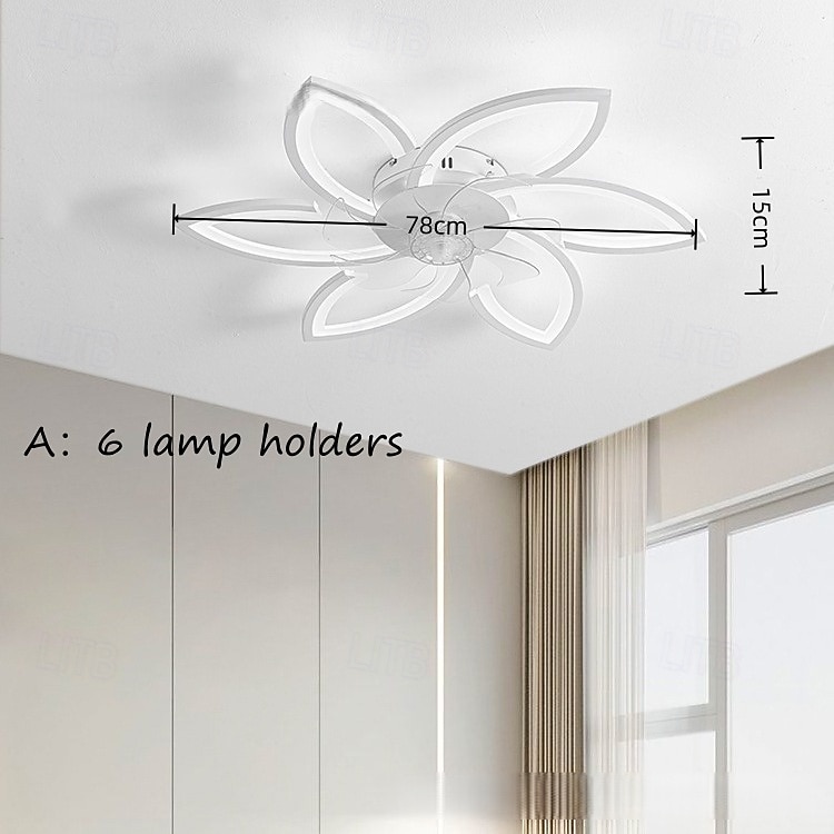 takfläkt med fjärrkontroll för belysning, svart modern blommig takfläkt med belysning, lågprofils infälld takfläkt för kök sovrum vardagsrum 2026 - $272.99 –P4