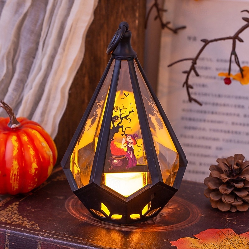 1 szt. 16 * 9,6 cm elektroniczna świeca LED na Halloween, przenośna lampa wisząca w kształcie latarni, lampa dekoracyjna na biurko, lampka nocna na imprezę wewnątrz i na zewnątrz LR1130 * 3 baterie 2025 - €4.59 –P5