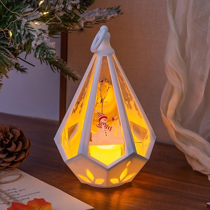 1 pieza 16 * 9,6 cm luz de vela iluminada LED navideña, linterna de mano, luz de adorno de decoración de mesa de reunión interior y exterior, luz colgante de luz de viento lr1130 * 3 baterías 2025 - $4.49 –P4