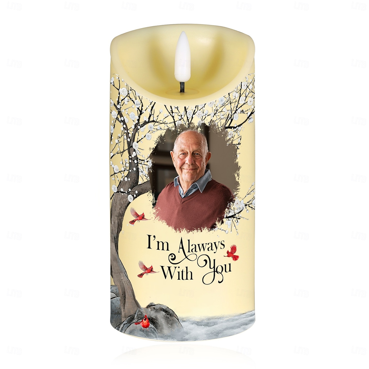 Personalisierte LED-Gedenkkerze mit individuellem Foto, Beileidsgeschenke für den Verlust geliebter Menschen, elegantes Erinnerungslicht für die Dekoration des Schlafzimmers zu Hause, Hommage an 2025 - $15.99 –P2
