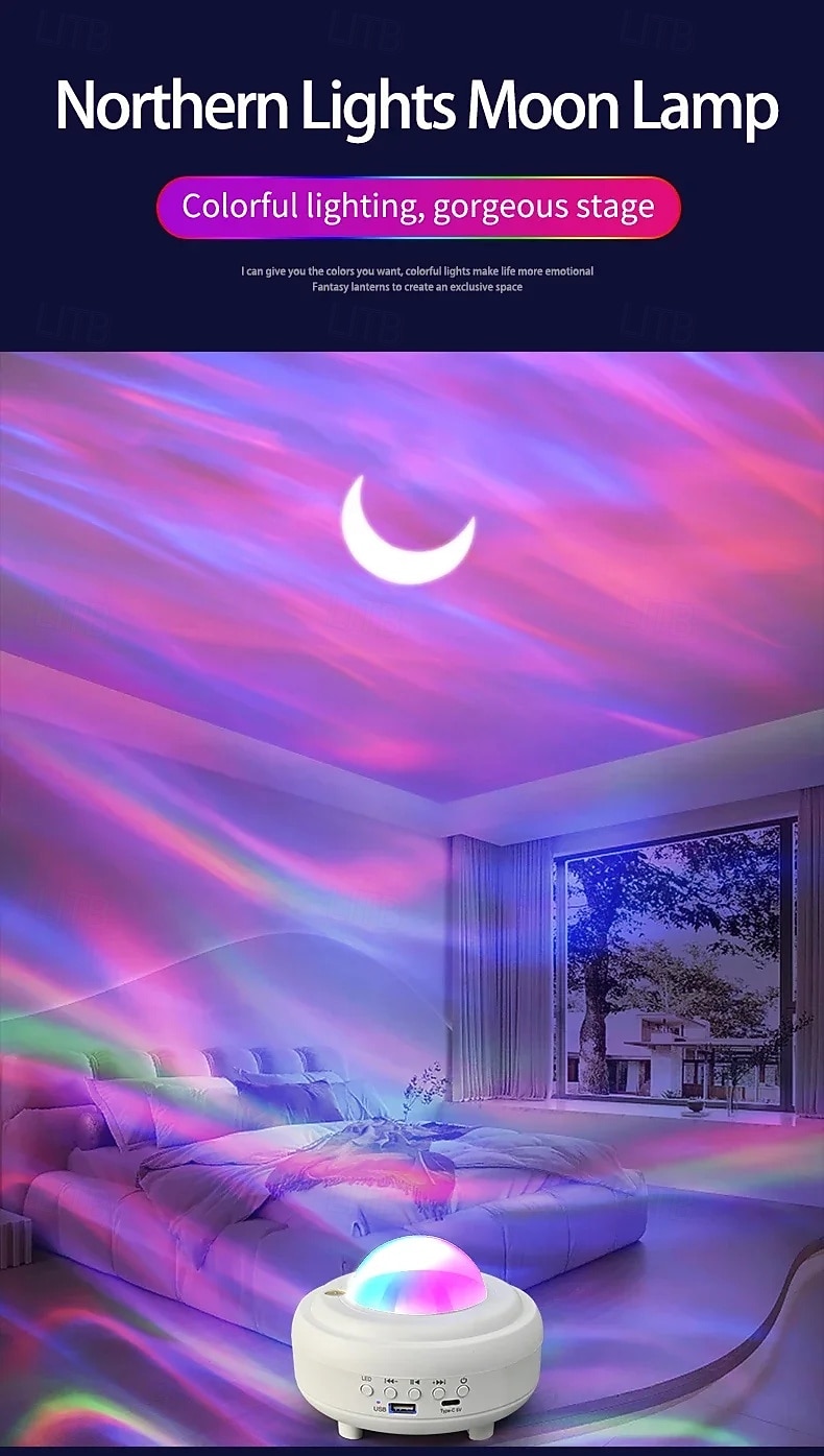 2025年 UFO宇宙船投影星空ランプBluetoothスピーカーRGB LEDオーロラムーンランプ寝室装飾空飛ぶ円盤投影ランプ  コレクション – $23.99 –P5