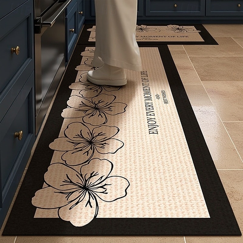 Tappeti da cucina di lusso in terra di diatomee color crema, ampia area, copertura totale, assorbente, resistente all'olio, asciugatura rapida, antiscivolo, tappeto da cucina, decorazione per la casa del 2026 a $9.49 –P5