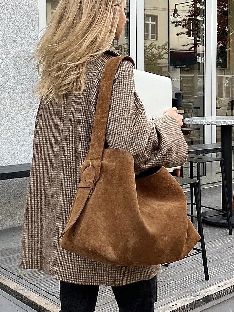 női velúr válltáska - bohém stílusú, nagy kapacitású, hétköznapi vintage csavargótáska, mindennapi munkához, utazáshoz és vásárláshoz alkalmas 2025 - $24.99 –P1