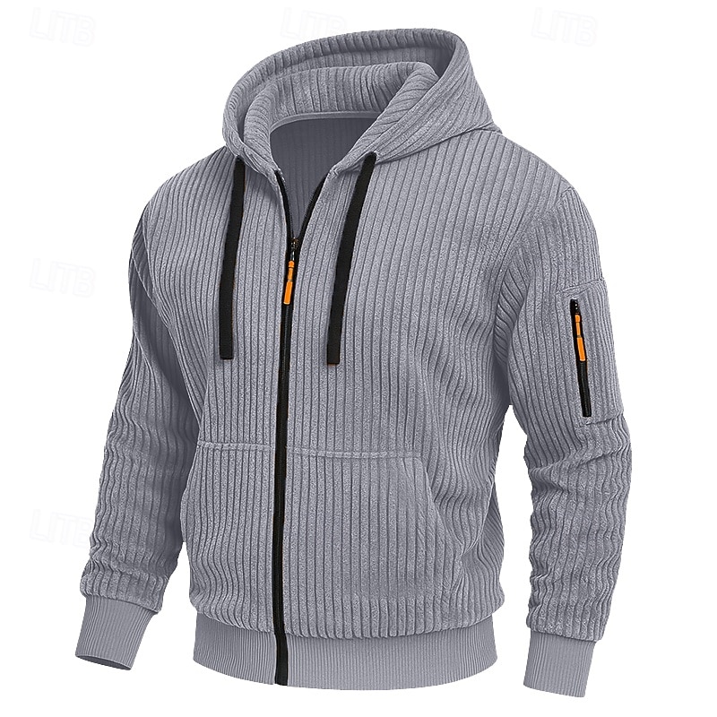 Per uomo Felpa con cappuccio Felpa con cappuccio a zip intera Velluto a coste Felpa con cappuccio tattica Nero Bianco Verde militare Rosso Borgogna Con Cappuccio Semplice Testurizzato Sport & Outdoor del 2025 a $23.99 –P1