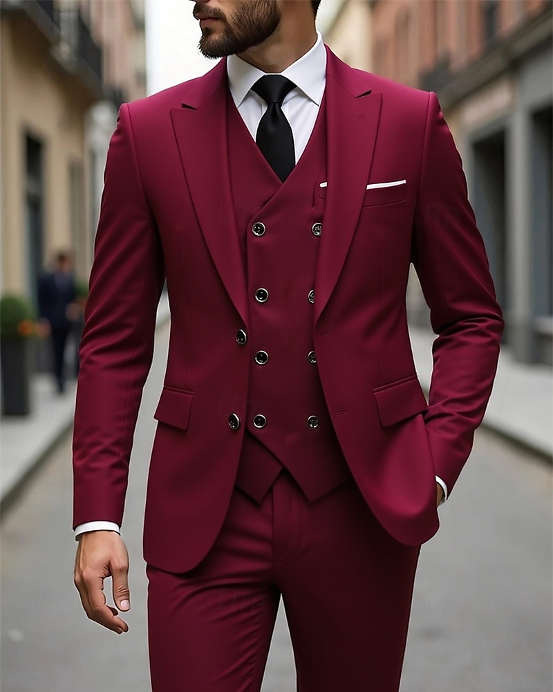 Men's Blazer+Vest+Dress Pants Blazer Vest Set Business Cocktail Party Wedding Party 3 Piece Fashion Casual Spring Fall Polyester Plain Pocket Buttons Comfortable Single Breasted Blazer Dark Gray 2026 - ZAR R1986 –P5