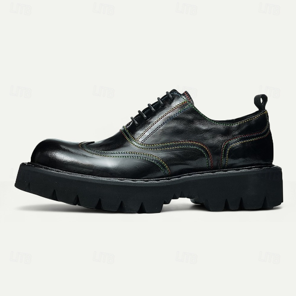 Herresko med burgunderfargede brogues og oxford-sko, klassiske snøresko for kontoret, banketter og spesielle anledninger 2026 - $119.99 –P9